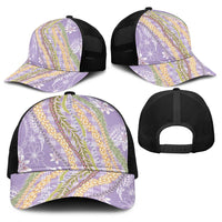 Purple Palaka Hawaii Leis Baseball Net Cap Hawaiian-plaid Elegant Tropical Vibes - Polynesian Pride