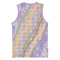 Purple Palaka Hawaii Leis Basketball Jersey Hawaiian-plaid Elegant Tropical Vibes - Polynesian Pride