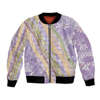 Purple Palaka Hawaii Leis Bomber Jacket Hawaiian-plaid Elegant Tropical Vibes - Polynesian Pride