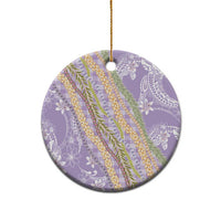 Purple Palaka Hawaii Leis Ceramic Ornament Hawaiian-plaid Elegant Tropical Vibes - Polynesian Pride