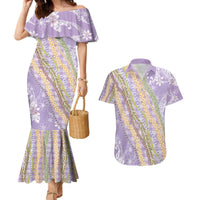 Purple Palaka Hawaii Leis Couples Matching Mermaid Dress and Hawaiian Shirt Hawaiian-plaid Elegant Tropical Vibes LT14 Purple - Polynesian Pride