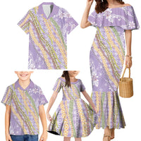 Purple Palaka Hawaii Leis Family Matching Mermaid Dress and Hawaiian Shirt Hawaiian-plaid Elegant Tropical Vibes LT14 - Polynesian Pride