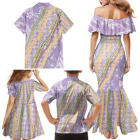 Purple Palaka Hawaii Leis Family Matching Mermaid Dress and Hawaiian Shirt Hawaiian-plaid Elegant Tropical Vibes LT14 - Polynesian Pride