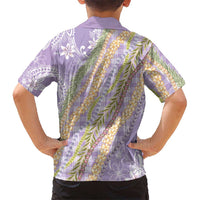 Purple Palaka Hawaii Leis Family Matching Off The Shoulder Long Sleeve Dress and Hawaiian Shirt Hawaiian-plaid Elegant Tropical Vibes LT14 - Polynesian Pride