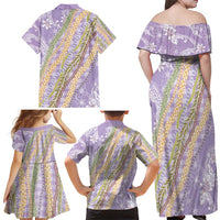 Purple Palaka Hawaii Leis Family Matching Off Shoulder Maxi Dress and Hawaiian Shirt Hawaiian-plaid Elegant Tropical Vibes LT14 - Polynesian Pride