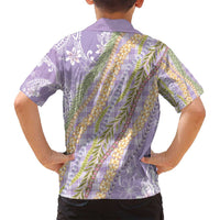 Purple Palaka Hawaii Leis Family Matching Off Shoulder Short Dress and Hawaiian Shirt Hawaiian-plaid Elegant Tropical Vibes LT14 - Polynesian Pride