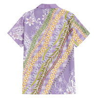 Purple Palaka Hawaii Leis Family Matching Off Shoulder Short Dress and Hawaiian Shirt Hawaiian-plaid Elegant Tropical Vibes LT14 - Polynesian Pride