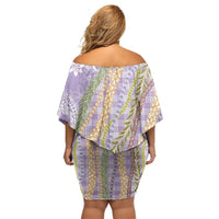 Purple Palaka Hawaii Leis Family Matching Off Shoulder Short Dress and Hawaiian Shirt Hawaiian-plaid Elegant Tropical Vibes - Polynesian Pride