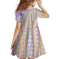 Purple Palaka Hawaii Leis Family Matching Short Sleeve Bodycon Dress and Hawaiian Shirt Hawaiian-plaid Elegant Tropical Vibes LT14 - Polynesian Pride