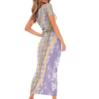 Purple Palaka Hawaii Leis Family Matching Short Sleeve Bodycon Dress and Hawaiian Shirt Hawaiian-plaid Elegant Tropical Vibes LT14 - Polynesian Pride