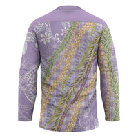 Purple Palaka Hawaii Leis Hockey Jersey Hawaiian-plaid Elegant Tropical Vibes - Polynesian Pride