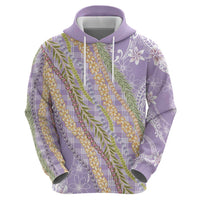 Purple Palaka Hawaii Leis Hoodie Hawaiian-plaid Elegant Tropical Vibes - Polynesian Pride
