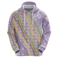 Purple Palaka Hawaii Leis Hoodie Hawaiian-plaid Elegant Tropical Vibes - Polynesian Pride