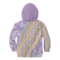 Purple Palaka Hawaii Leis Kid Hoodie Hawaiian-plaid Elegant Tropical Vibes - Polynesian Pride
