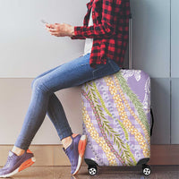 Purple Palaka Hawaii Leis Luggage Cover Hawaiian-plaid Elegant Tropical Vibes - Polynesian Pride