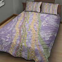 Purple Palaka Hawaii Leis Quilt Bed Set Hawaiian-plaid Elegant Tropical Vibes - Polynesian Pride