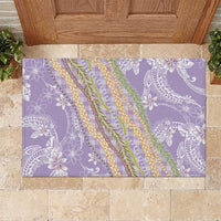 Purple Palaka Hawaii Leis Rubber Doormat Hawaiian-plaid Elegant Tropical Vibes - Polynesian Pride