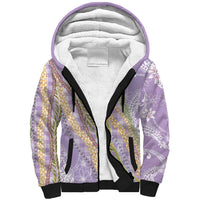 Purple Palaka Hawaii Leis Sherpa Hoodie Hawaiian-plaid Elegant Tropical Vibes - Polynesian Pride