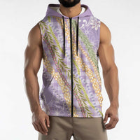 Purple Palaka Hawaii Leis Sleeveless Zip Hoodie Hawaiian-plaid Elegant Tropical Vibes - Polynesian Pride