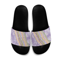 Purple Palaka Hawaii Leis Slide Sandals Hawaiian-plaid Elegant Tropical Vibes - Polynesian Pride