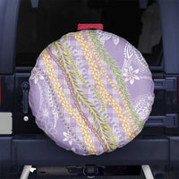 Purple Palaka Hawaii Leis Spare Tire Cover Hawaiian-plaid Elegant Tropical Vibes - Polynesian Pride