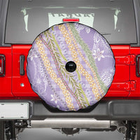 Purple Palaka Hawaii Leis Spare Tire Cover Hawaiian-plaid Elegant Tropical Vibes - Polynesian Pride