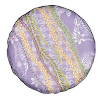 Purple Palaka Hawaii Leis Spare Tire Cover Hawaiian-plaid Elegant Tropical Vibes - Polynesian Pride