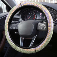 Purple Palaka Hawaii Leis Steering Wheel Cover Hawaiian-plaid Elegant Tropical Vibes - Polynesian Pride