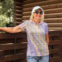 Purple Palaka Hawaii Leis Women Polo Shirt Hawaiian-plaid Elegant Tropical Vibes - Polynesian Pride