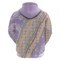 Purple Palaka Hawaii Leis Zip Hoodie Hawaiian-plaid Elegant Tropical Vibes - Polynesian Pride