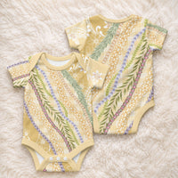 Yellow Palaka Hawaii Leis Baby Onesie Hawaiian-plaid Elegant Tropical Vibes