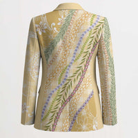 Yellow Palaka Hawaii Leis Blazer Hawaiian-plaid Elegant Tropical Vibes - Polynesian Pride