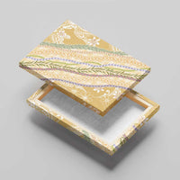 Yellow Palaka Hawaii Leis Canvas Wall Art Hawaiian-plaid Elegant Tropical Vibes - Polynesian Pride