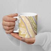 Yellow Palaka Hawaii Leis Ceramic Mug Hawaiian-plaid Elegant Tropical Vibes - Polynesian Pride
