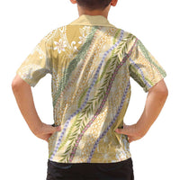 Yellow Palaka Hawaii Leis Family Matching Long Sleeve Bodycon Dress and Hawaiian Shirt Hawaiian-plaid Elegant Tropical Vibes LT14 - Polynesian Pride