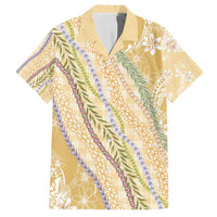 Yellow Palaka Hawaii Leis Family Matching Long Sleeve Bodycon Dress and Hawaiian Shirt Hawaiian-plaid Elegant Tropical Vibes LT14 Dad's Shirt - Short Sleeve Yellow - Polynesian Pride