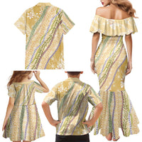 Yellow Palaka Hawaii Leis Family Matching Mermaid Dress and Hawaiian Shirt Hawaiian-plaid Elegant Tropical Vibes LT14 - Polynesian Pride