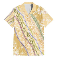 Yellow Palaka Hawaii Leis Family Matching Mermaid Dress and Hawaiian Shirt Hawaiian-plaid Elegant Tropical Vibes LT14 Dad's Shirt - Short Sleeve Yellow - Polynesian Pride