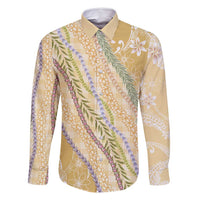 Yellow Palaka Hawaii Leis Family Matching Mermaid Dress and Hawaiian Shirt Hawaiian-plaid Elegant Tropical Vibes LT14 Dad's Shirt - Long Sleeve Yellow - Polynesian Pride