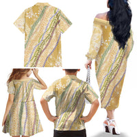 Yellow Palaka Hawaii Leis Family Matching Off The Shoulder Long Sleeve Dress and Hawaiian Shirt Hawaiian-plaid Elegant Tropical Vibes LT14 - Polynesian Pride