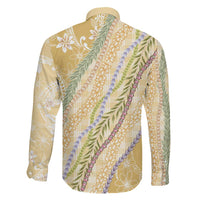 Yellow Palaka Hawaii Leis Family Matching Off The Shoulder Long Sleeve Dress and Hawaiian Shirt Hawaiian-plaid Elegant Tropical Vibes LT14 - Polynesian Pride