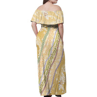 Yellow Palaka Hawaii Leis Family Matching Off Shoulder Maxi Dress and Hawaiian Shirt Hawaiian-plaid Elegant Tropical Vibes - Polynesian Pride