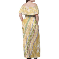 Yellow Palaka Hawaii Leis Family Matching Off Shoulder Maxi Dress and Hawaiian Shirt Hawaiian-plaid Elegant Tropical Vibes LT14 - Polynesian Pride