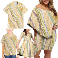 Yellow Palaka Hawaii Leis Family Matching Off Shoulder Short Dress and Hawaiian Shirt Hawaiian-plaid Elegant Tropical Vibes LT14 - Polynesian Pride