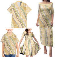 Yellow Palaka Hawaii Leis Family Matching Puletasi and Hawaiian Shirt Hawaiian-plaid Elegant Tropical Vibes LT14 - Polynesian Pride
