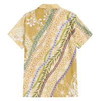 Yellow Palaka Hawaii Leis Family Matching Short Sleeve Bodycon Dress and Hawaiian Shirt Hawaiian-plaid Elegant Tropical Vibes LT14 - Polynesian Pride