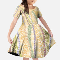 Yellow Palaka Hawaii Leis Family Matching Tank Maxi Dress and Hawaiian Shirt Hawaiian-plaid Elegant Tropical Vibes LT14 Daughter's Dress Yellow - Polynesian Pride