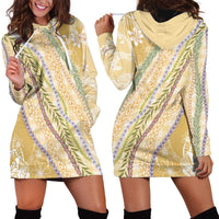 Yellow Palaka Hawaii Leis Hoodie Dress Hawaiian-plaid Elegant Tropical Vibes - Polynesian Pride