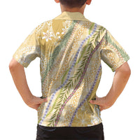 Yellow Palaka Hawaii Leis Kid Hawaiian Shirt Hawaiian-plaid Elegant Tropical Vibes - Polynesian Pride