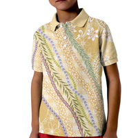 Yellow Palaka Hawaii Leis Kid Polo Shirt Hawaiian-plaid Elegant Tropical Vibes - Polynesian Pride